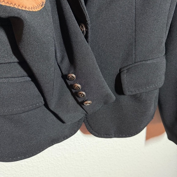 Osley Blazer Jacket Womens Black Inner Leopard Print Elbow Patches Peak Lapel - Picture 7 of 10